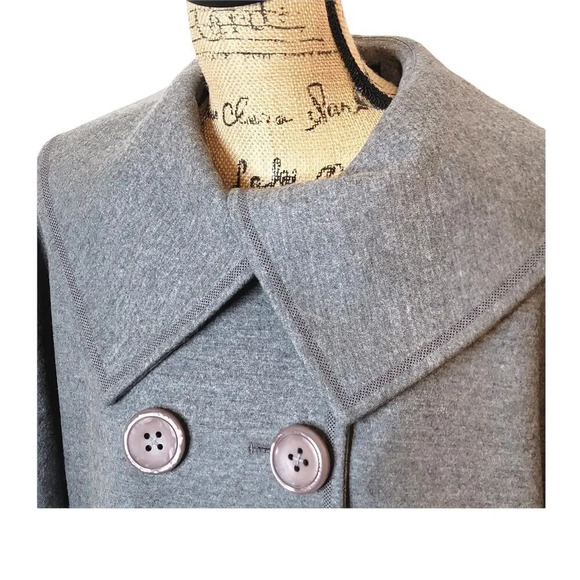 ELLEN TRACY Women's Oversized Wool Peacoat Jacket Size Medium Heather Gray - Picture 13 of 14